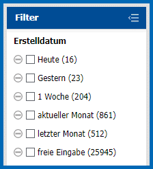 Filter Erstelldatum im DMS agorum core